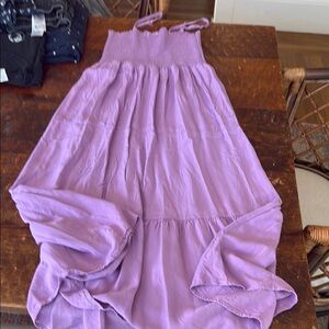 Purple Smocked Strap Dress